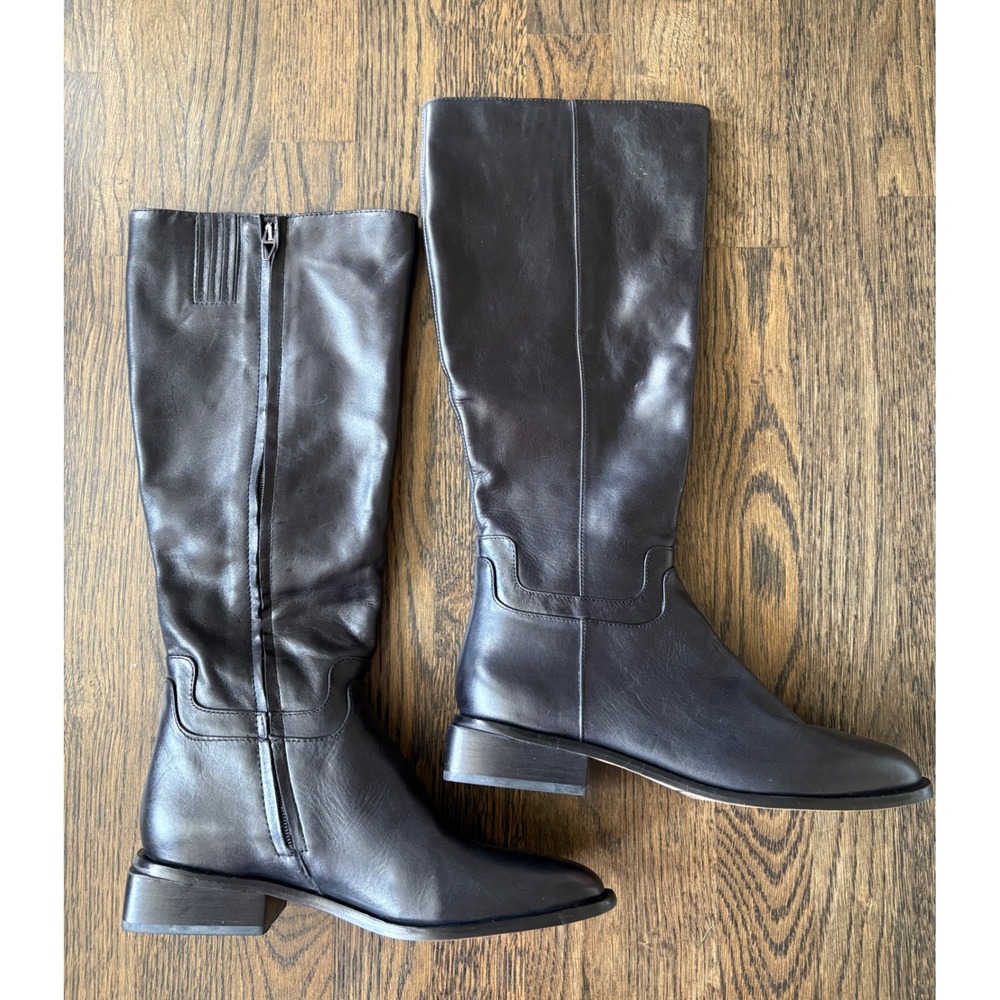 Dolce Vita Womens Black Leather Knee High Pointed Toe Block Heel Boots Size 6.5M